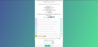 Rollercoin Secret Code for 3,000,000 Rollers Giveaway Image